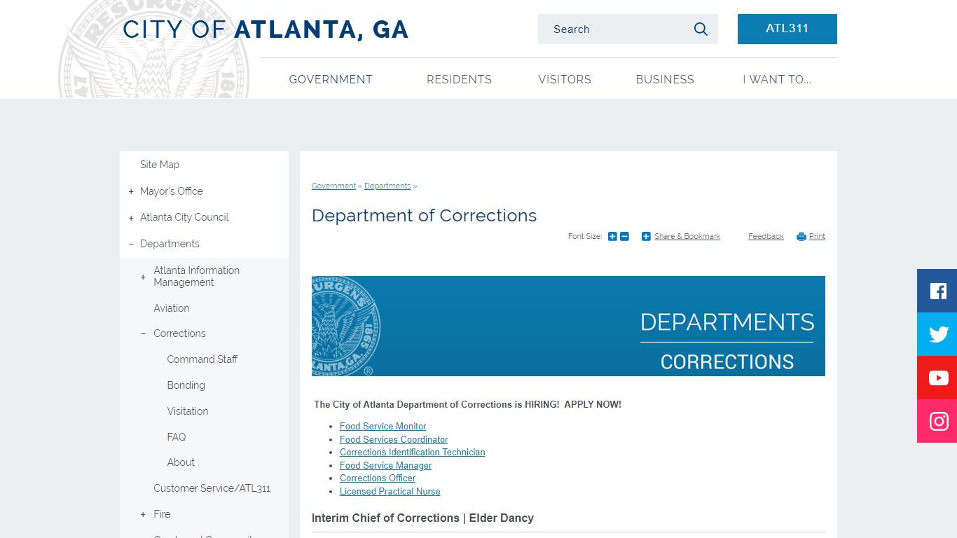 Department of Corrections | Atlanta, GA